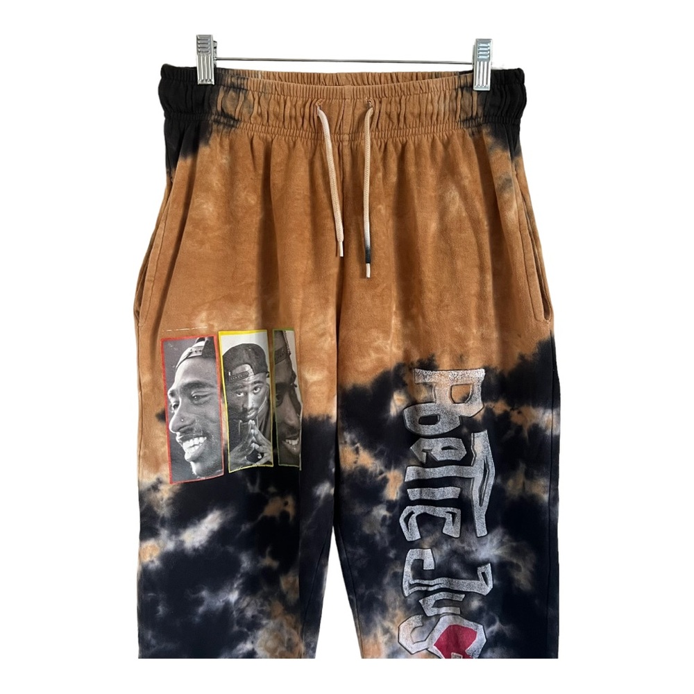 Poetic Justice Mens Tupac Hip Hop Print Tie Dye Joggers Sweat Pant Size M - Picture 7 of 11